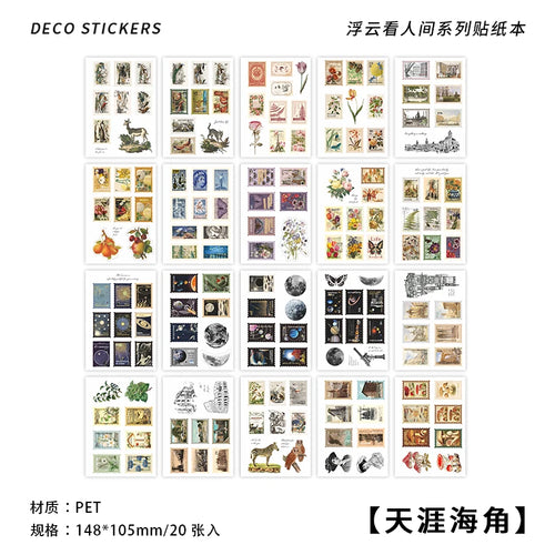JIANQI 20 pcs PET Die cut Stickers book Plant Flower Label Decorative