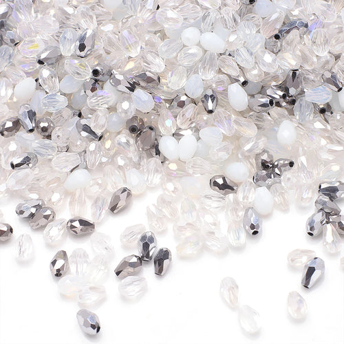 100Pcs/Lot 4x6mm AB Mixed Color Tear Drop Faceted Crystal Glass Beads