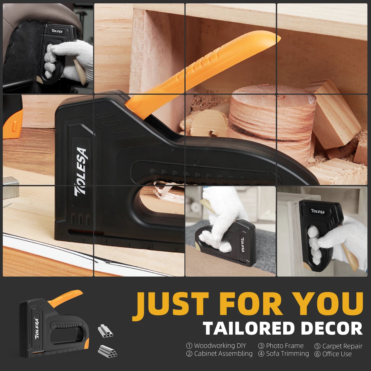 TOLESA Light Duty Staple Gun for Wood Upholstery Staple Gun with