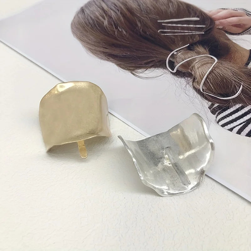 Korean Metal Irregular Concave-Convex Lava Insert Hairpin for Women