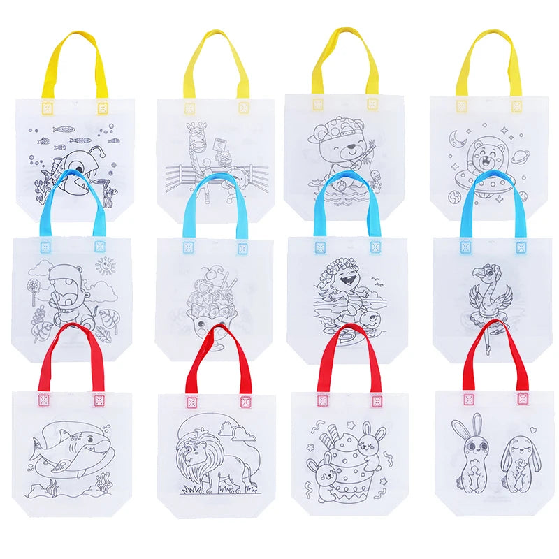 DIY Graffiti Bags with Coloring Marker Painting Non-Woven Gift Bags