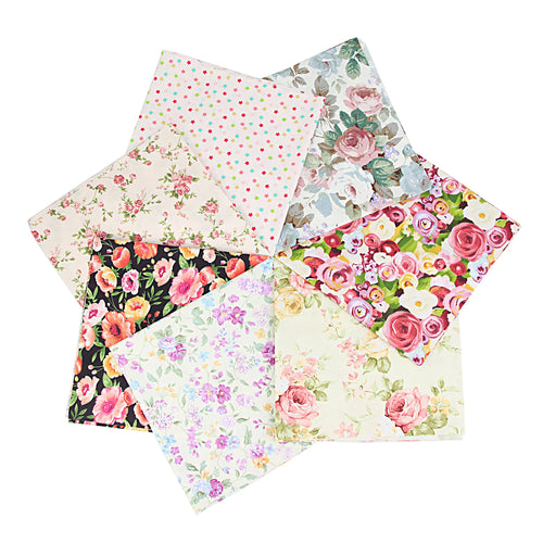 7PCS 25 x 25CM Squares Cotton Craft Fabric Cloths for DIY Bundle