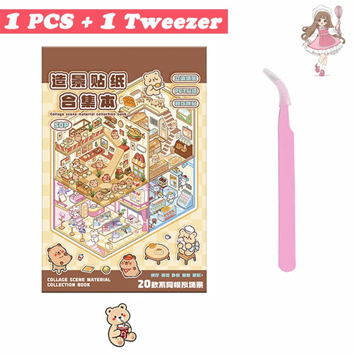 20Pcs 20in1 3D Cartoon Sticker Book | DIY Scenes Creative Gift for