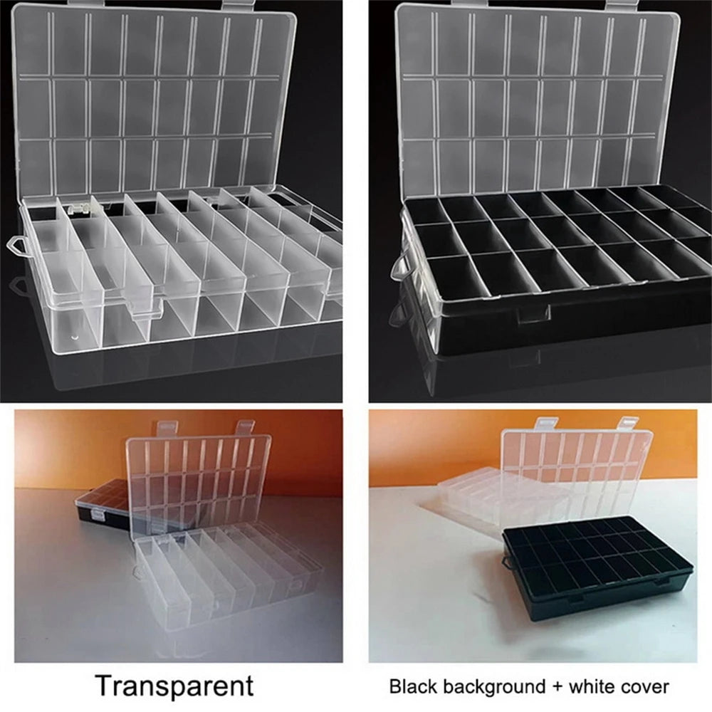 1Pack Plastic Storage Box 24 Grids Clear Plastic Organizer Box