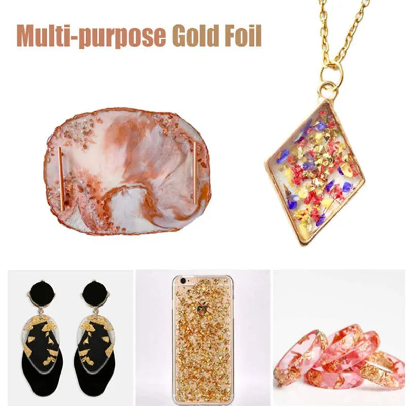 Golden Silvery Foil Decorative Paper Resin Mold Fillings Resin Jewelry