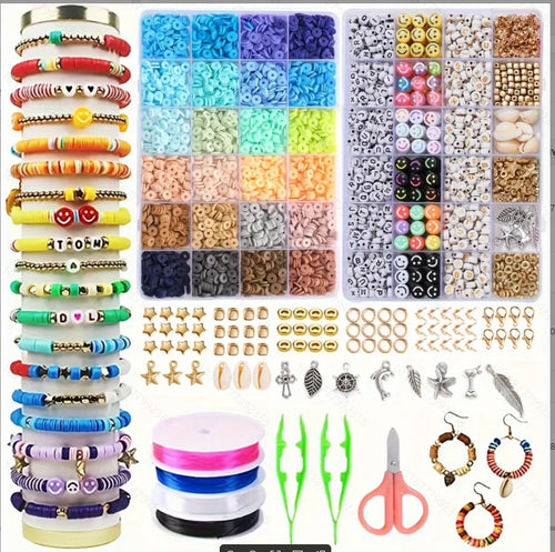 Polymer Clay Beads Set 6MM Rainbow Color Flat Chip Beads For Boho
