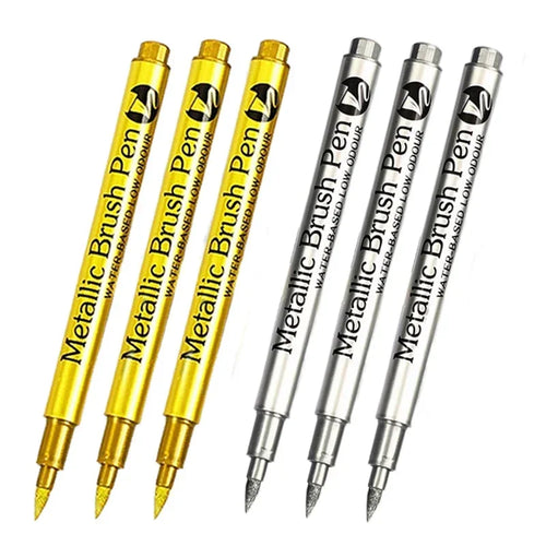 4/6pcs Waterproof Permanent Metallic Brush Paint Marker Pens DIY Resin