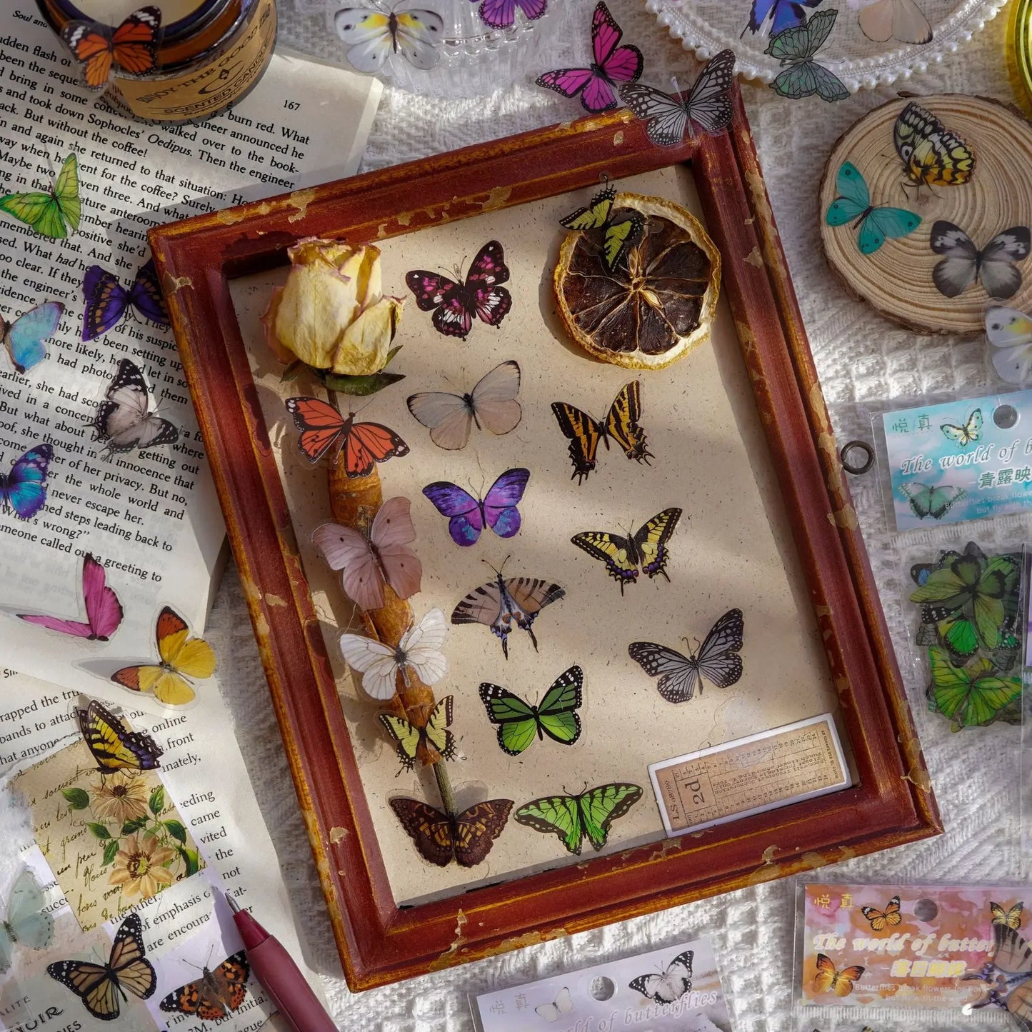 Journamm 40pcs/pack Butterfly Series Stickers Art Collage Junk Journal