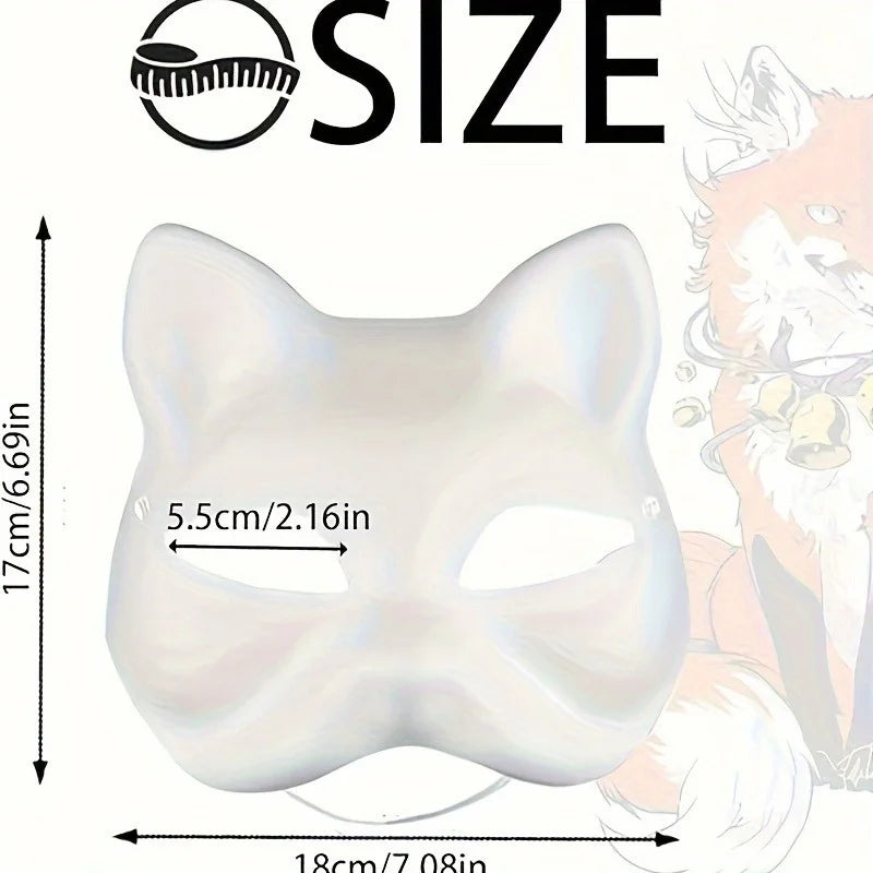 1-20pcs Japanese Mask Paper Blank Mask Halloween Cosplay Cat DIY