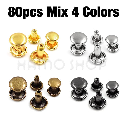 100sets 6-8mm Metal Double Cap Round Rivets Studs Collision Nail Spike