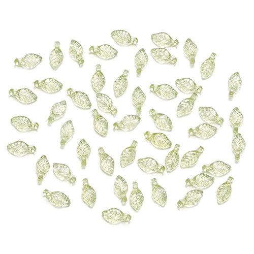 10-100pcs Green Acrylic Leaf Charms Leaves Beads Pendants For Diy