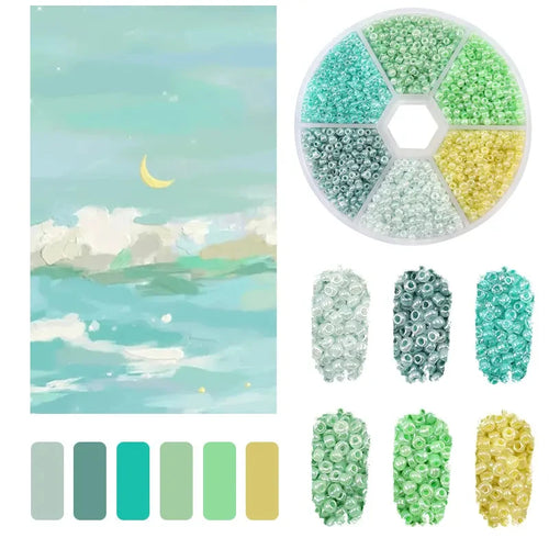 2mm Glass Seed Beads Kit Bracelet Making Kit Small Beads Assortment