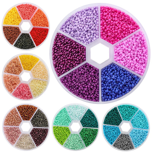 2mm Glass Seed Beads Kit Bracelet Making Kit Small Beads Assortment