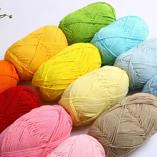 40-50g/Set 4ply Milk Cotton Knitting Yarn Needlework Dyed Lanas For