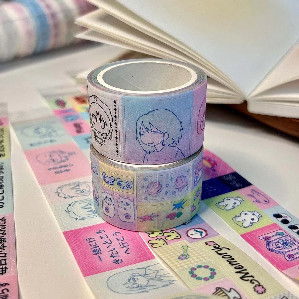 Kawaii Shiny PET Characters Washi Tape Deco Stickers for Scrapbooking