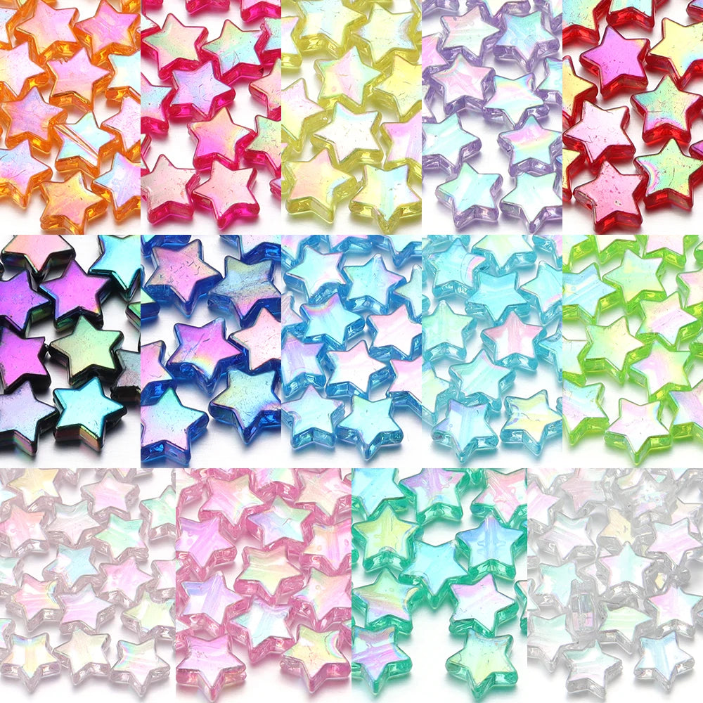 100Pcs/Lot AB Color Acrylic Star Beads Loose Spacer Charms Bead for