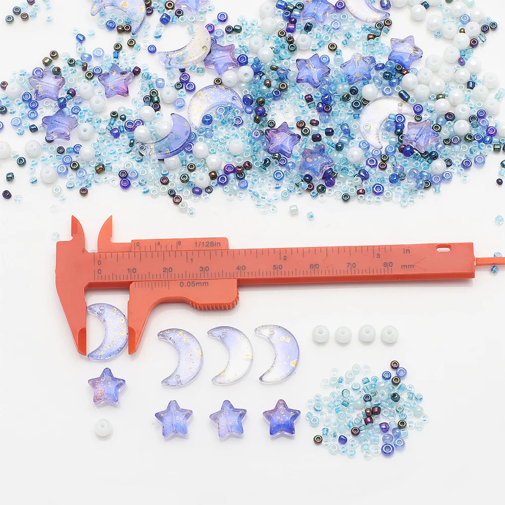Mixed Star Moon Crystal Glass Beads Seedbeads Loose Round Pearl for