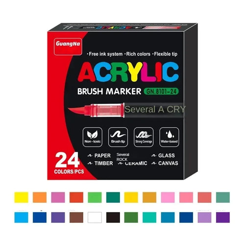 12-120 Colors Acrylic Paint Pens Markers Brush Tip Paint Markers for