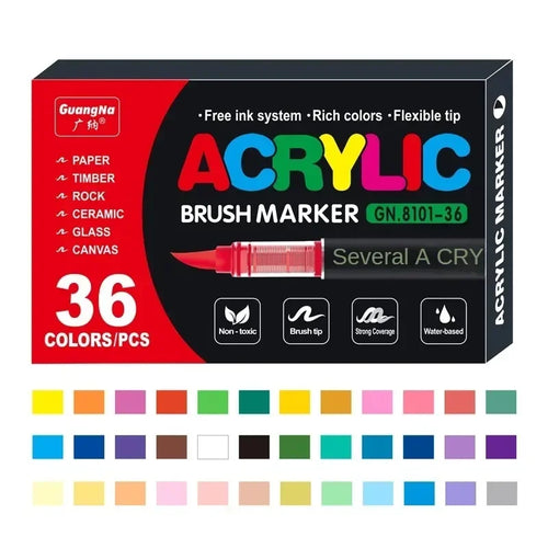 12-120 Colors Acrylic Paint Pens Markers Brush Tip Paint Markers for