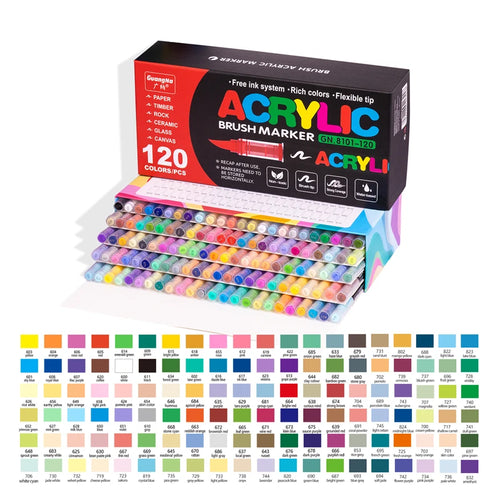 12-120 Colors Acrylic Paint Pens Markers Brush Tip Paint Markers For
