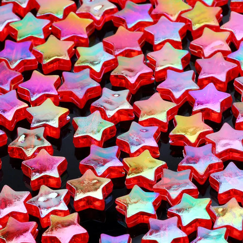50pcs Transparent AB Color Five-pointed Star Acrylic Beads Loose