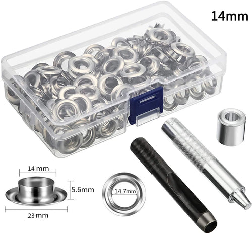 Grommet Tool Kit 100 Sets Grommets Eyelets 6mm 10mm 12mm 14mm Inside