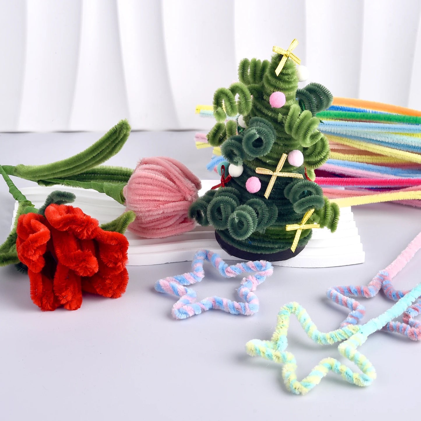 100pcs Chenille Stems Toys DIY Strips Twist Bar Anvil Wire Craft Pipe