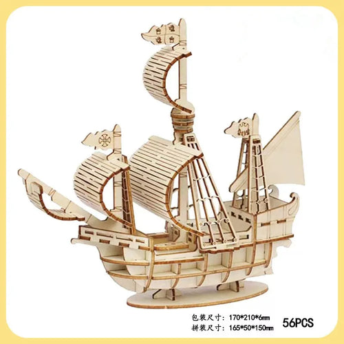 1PC 3D Sailboat Wooden Puzzle Assembly Model Puzzle DIY Wooden Crafts