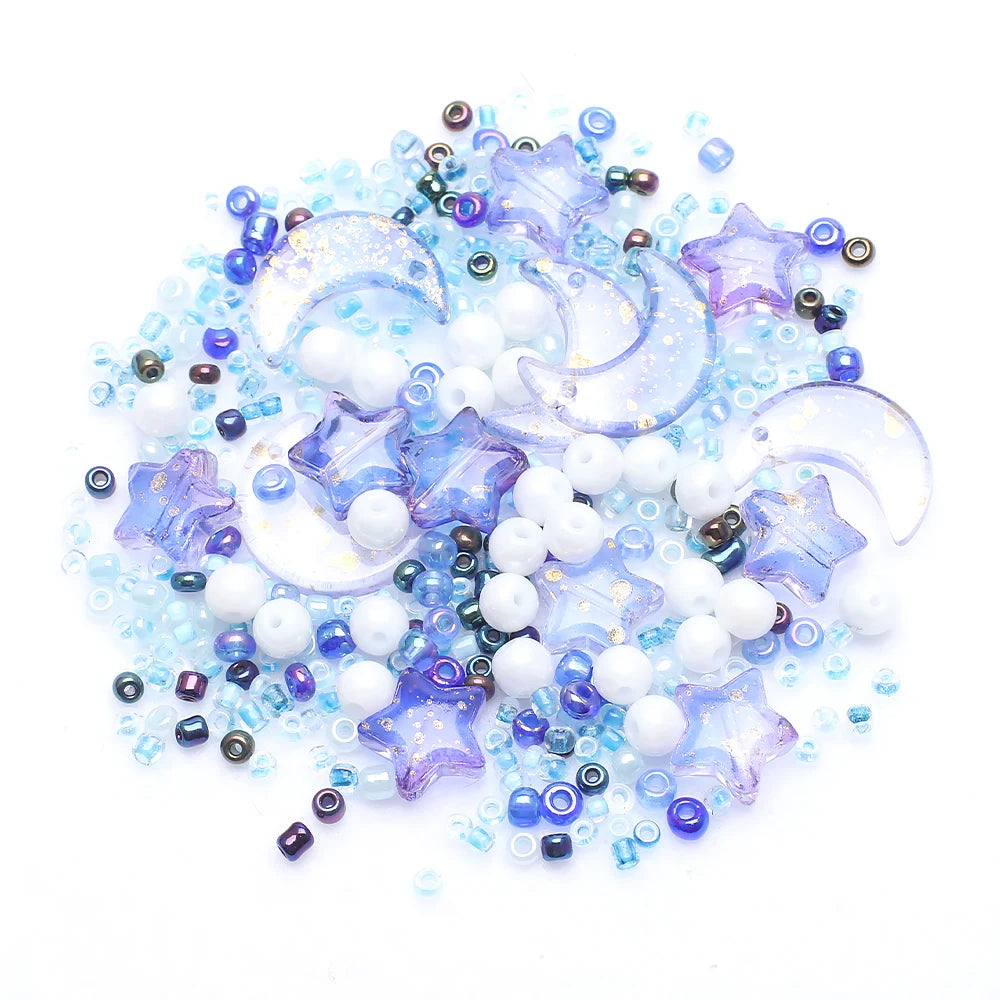 Mixed Star Moon Crystal Glass Beads Seedbeads Loose Round Pearl for