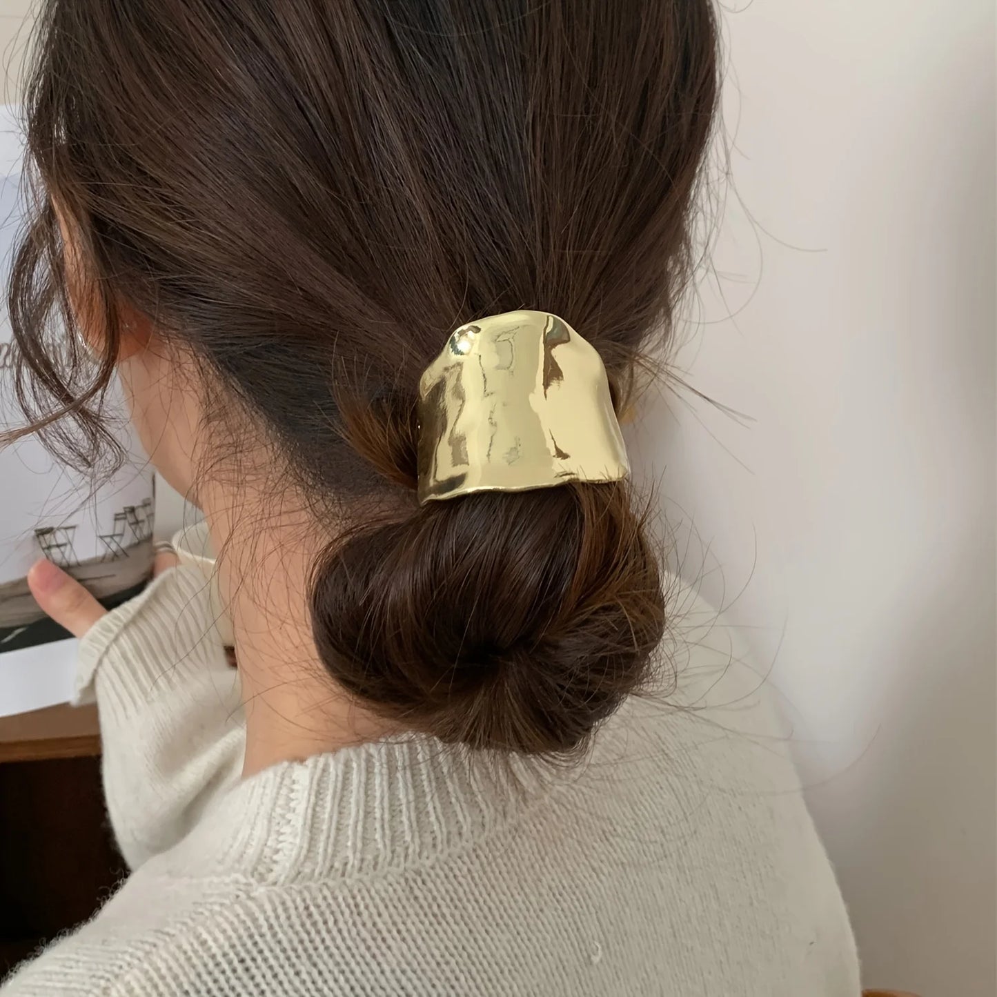 Korean Metal Irregular Concave-Convex Lava Insert Hairpin for Women