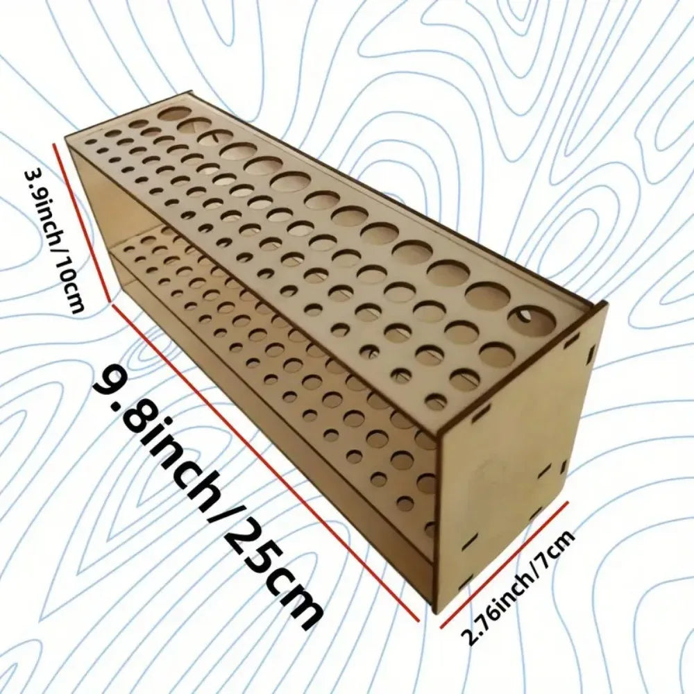 67-Slot Premium Wooden Brush Holder - Durable Artist Desk Organizer,