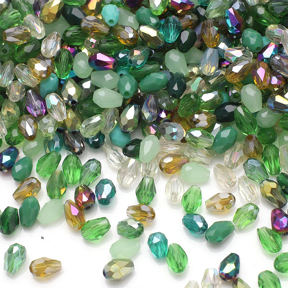 100Pcs/Lot 4x6mm AB Mixed Color Tear Drop Faceted Crystal Glass Beads