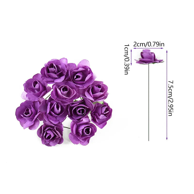 144pcs 2cm Artificial Mini Paper Rose Bouquet for Wedding Party