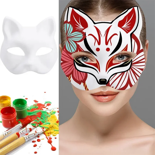 1-20pcs Japanese Mask Paper Blank Mask Halloween Cosplay Cat DIY