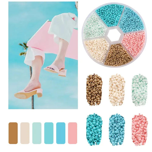 2mm Glass Seed Beads Kit Bracelet Making Kit Small Beads Assortment