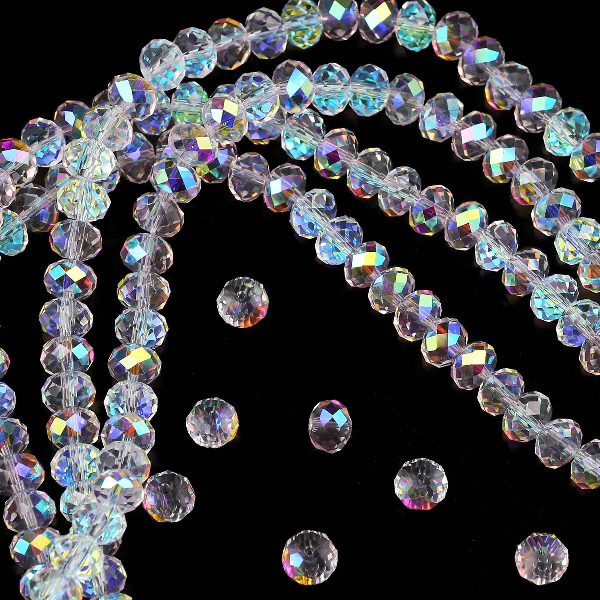 Austrian Crystal White AB Glass Beads 3/4/6/8Mm Transparent With Hole