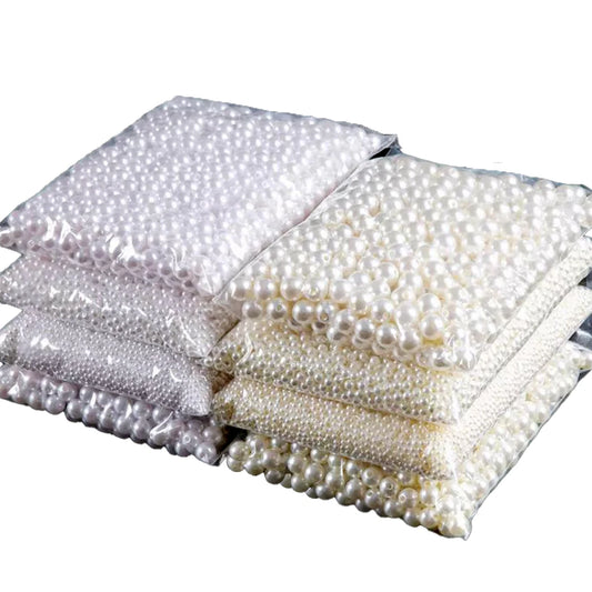 3-20mm 10-1000pcs straight hole ABS imitation pearl beige white