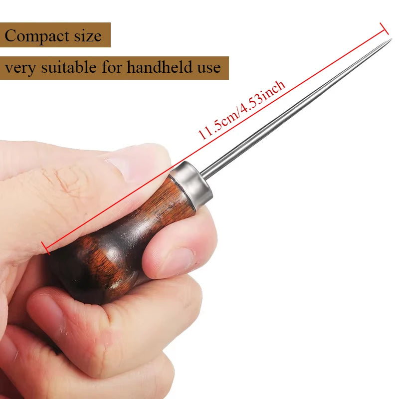 LMDZ Wood Handle Awl Leather Punching Tools Leather Straight Awls Hole