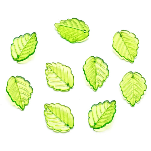 10-100pcs Green Acrylic Leaf Charms Leaves Beads Pendants For Diy