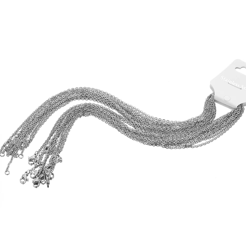 10pcs 50cm 2mm Gold Color Stainless Steel Link Chains Necklaces