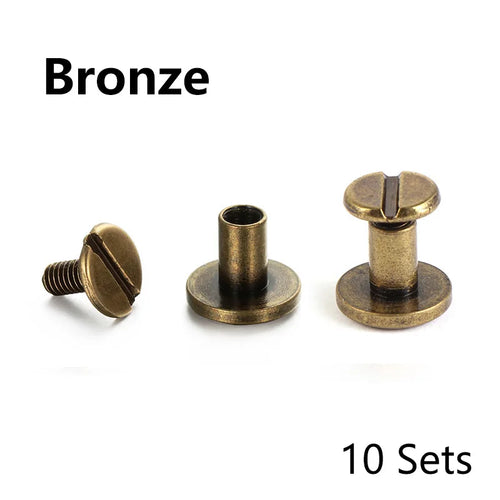 10Sets Metal Solid Screw Nail Rivet Double Curved Head Belt Strap