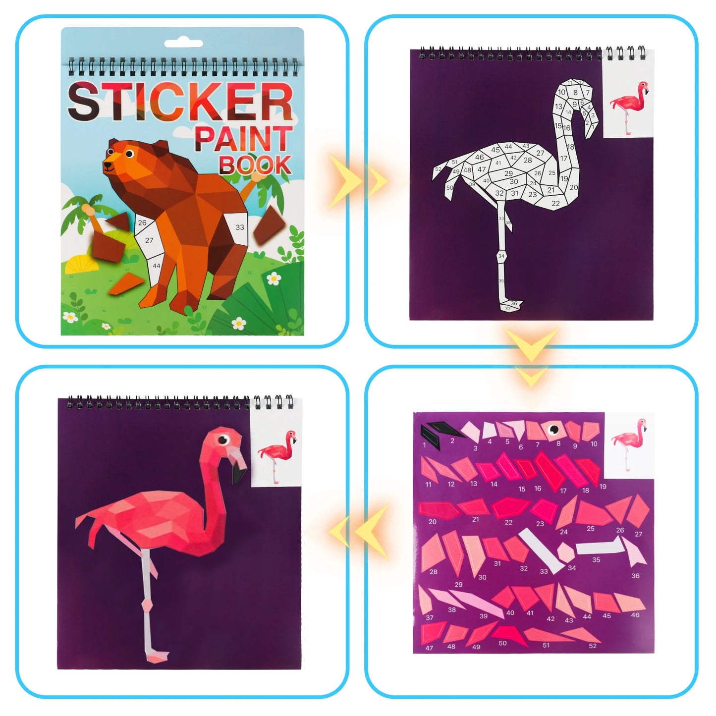 1PCS Sticker Book Crafts for Kids Ages 4-8, Sticker by Number for