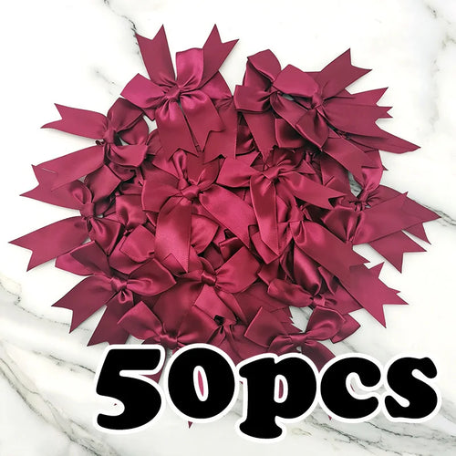 (50pcs) 1 inch fresh pink ribbon bows Polyester Satin Bow Flower DIY