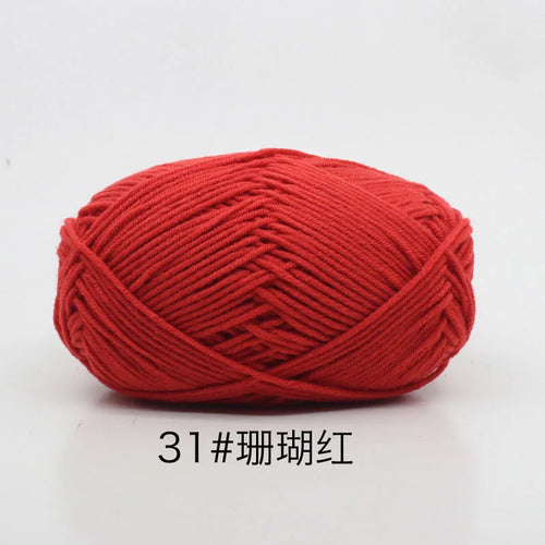 40-50g/Set 4ply Milk Cotton Knitting Yarn Needlework Dyed Lanas For