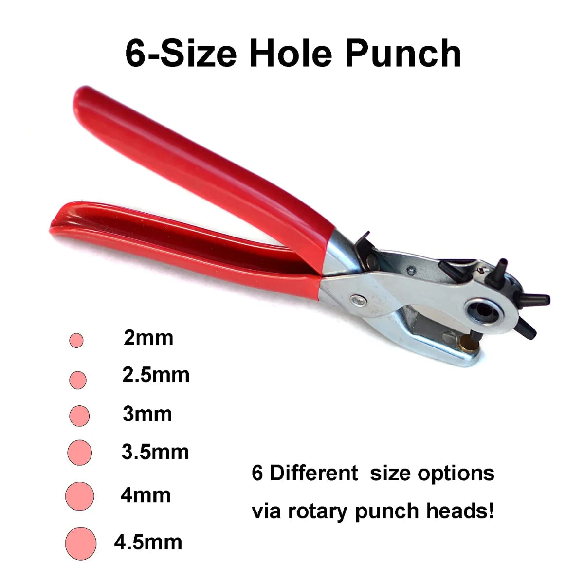 Leather Punch, 6-Size Rotating Belt Hand Hole Punch, Multi-Size Home