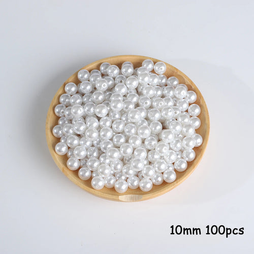 3-20mm 10-1000pcs straight hole ABS imitation pearl beige white