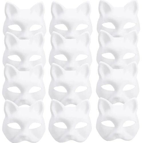 1-20pcs Japanese Mask Paper Blank Mask Halloween Cosplay Cat DIY