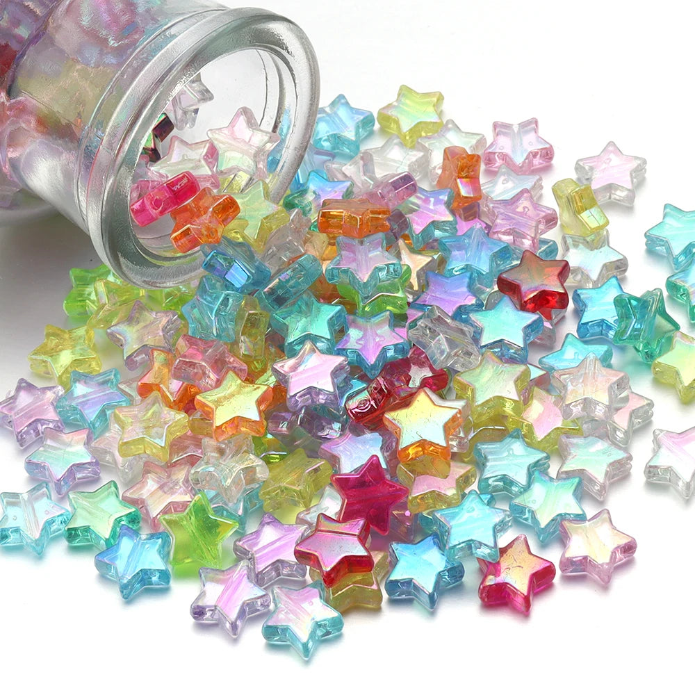100Pcs/Lot AB Color Acrylic Star Beads Loose Spacer Charms Bead for