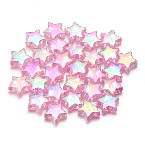 100Pcs/Lot AB Color Acrylic Star Beads Loose Spacer Charms Bead for