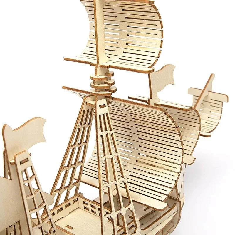 1PC 3D Sailboat Wooden Puzzle Assembly Model Puzzle DIY Wooden Crafts